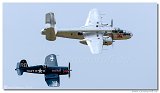 North American B-25J Mitchell + Vought F4U-4 Corsair